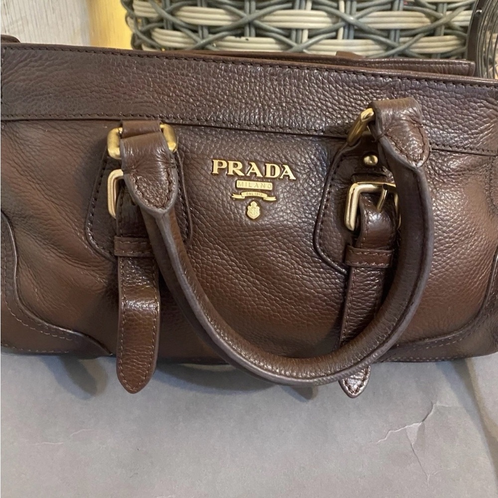 Prada Nappa Stripes Brown Leather Bag